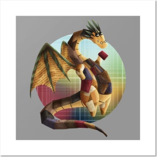 Kawaii Librarian Dragon - With Background Posters and Art